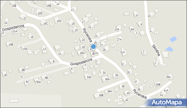 Rybnik, Rycerska, 30, mapa Rybnika