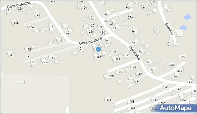 Rybnik, Rycerska, 34a, mapa Rybnika