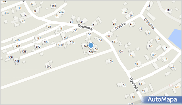 Rybnik, Rycerska, 56A, mapa Rybnika