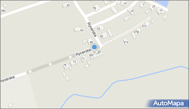 Rybnik, Rycerska, 69B, mapa Rybnika