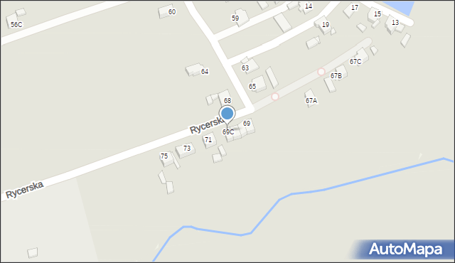 Rybnik, Rycerska, 69C, mapa Rybnika