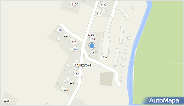 Rycerka Dolna, Rycerka Dolna, 115, mapa Rycerka Dolna