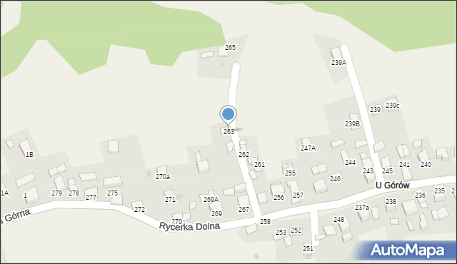 Rycerka Dolna, Rycerka Dolna, 263, mapa Rycerka Dolna