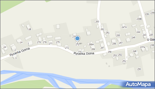 Rycerka Dolna, Rycerka Dolna, 271, mapa Rycerka Dolna