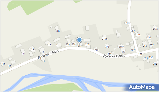 Rycerka Dolna, Rycerka Dolna, 277, mapa Rycerka Dolna