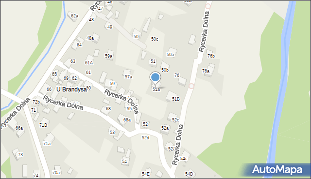 Rycerka Dolna, Rycerka Dolna, 51a, mapa Rycerka Dolna