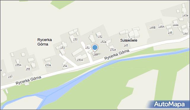 Rycerka Górna, Rycerka Górna, 149, mapa Rycerka Górna