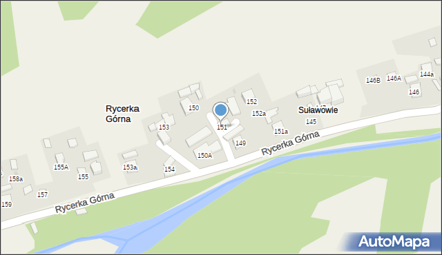 Rycerka Górna, Rycerka Górna, 151, mapa Rycerka Górna