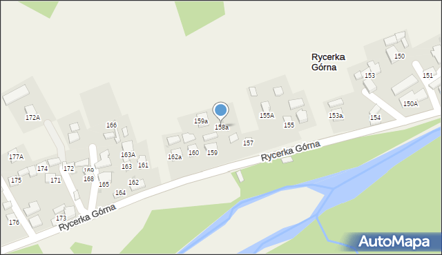 Rycerka Górna, Rycerka Górna, 158a, mapa Rycerka Górna