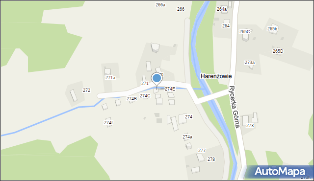 Rycerka Górna, Rycerka Górna, 274D, mapa Rycerka Górna