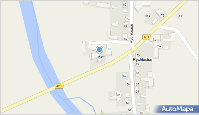 Rychłocice, Rychłocice, 80A, mapa Rychłocice