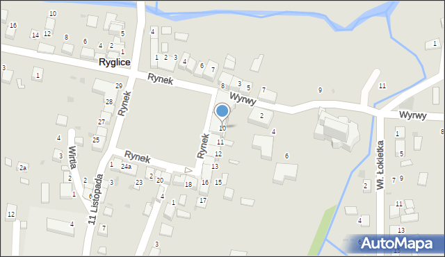 Ryglice, Rynek, 10, mapa Ryglice