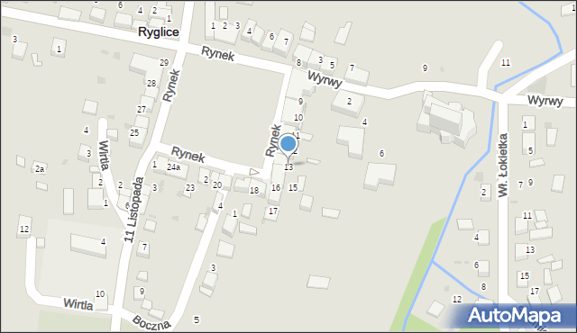 Ryglice, Rynek, 13, mapa Ryglice