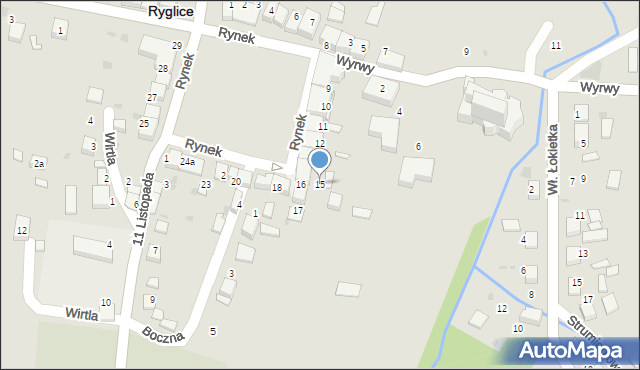 Ryglice, Rynek, 15, mapa Ryglice