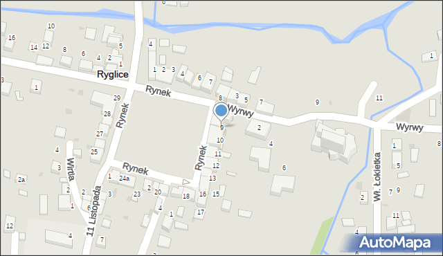 Ryglice, Rynek, 9, mapa Ryglice