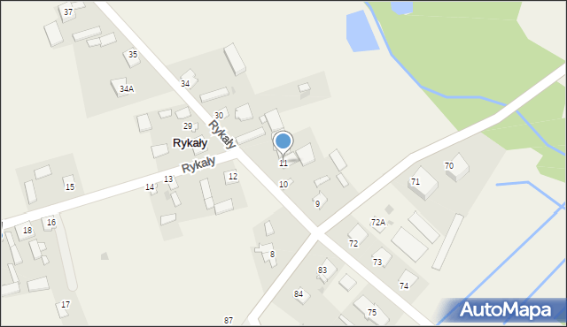 Rykały, Rykały, 11, mapa Rykały