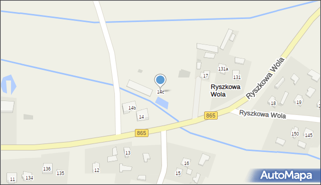 Ryszkowa Wola, Ryszkowa Wola, 14c, mapa Ryszkowa Wola