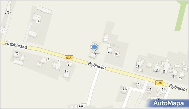 Rzuchów, Rybnicka, 13, mapa Rzuchów