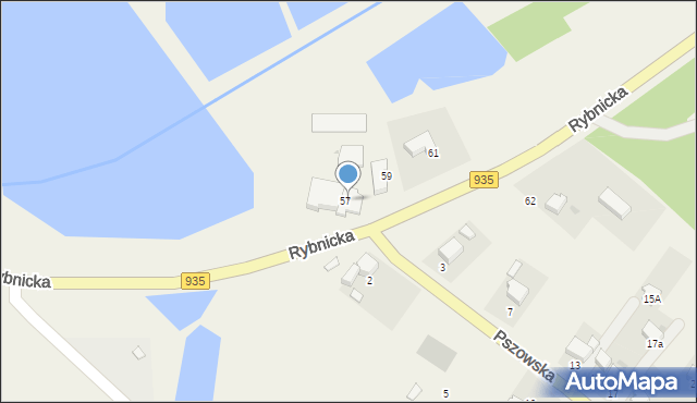 Rzuchów, Rybnicka, 57a, mapa Rzuchów