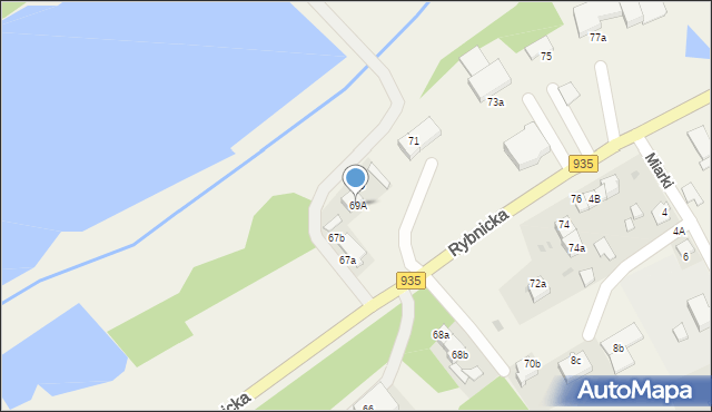 Rzuchów, Rybnicka, 69A, mapa Rzuchów