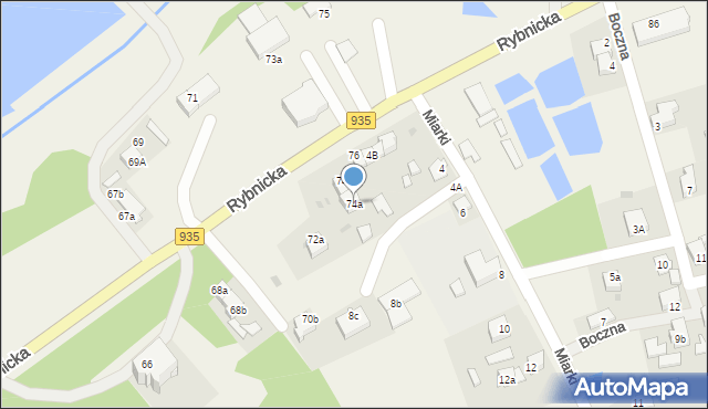 Rzuchów, Rybnicka, 74a, mapa Rzuchów