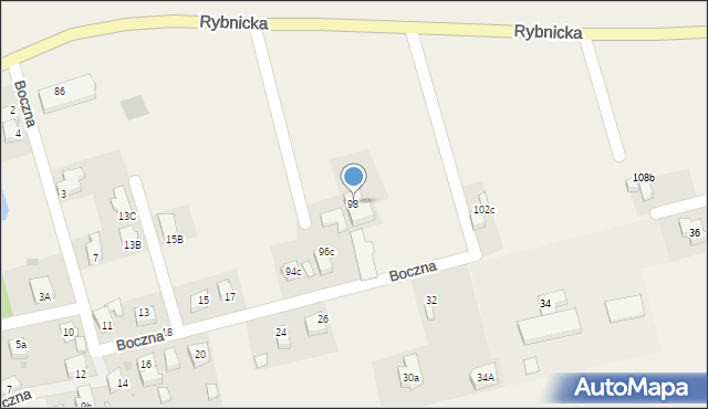 Rzuchów, Rybnicka, 98, mapa Rzuchów