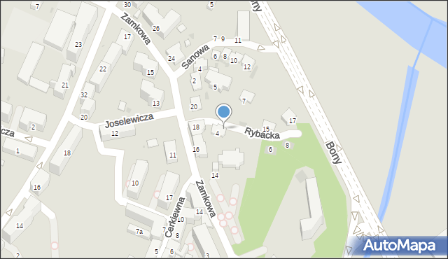 Sanok, Rybacka, 4A, mapa Sanok