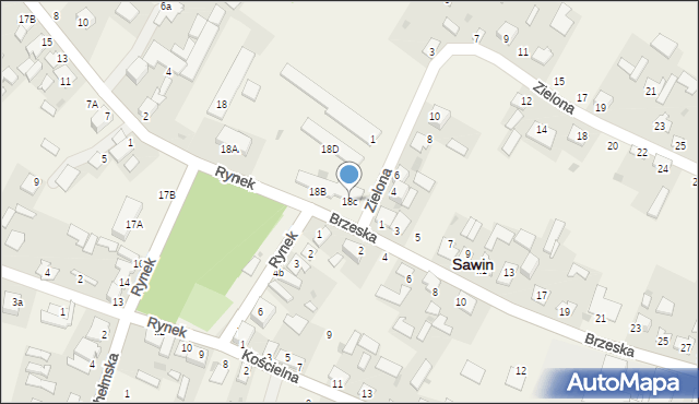 Sawin, Rynek, 18c, mapa Sawin