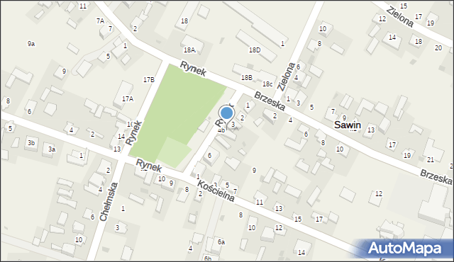 Sawin, Rynek, 4a, mapa Sawin