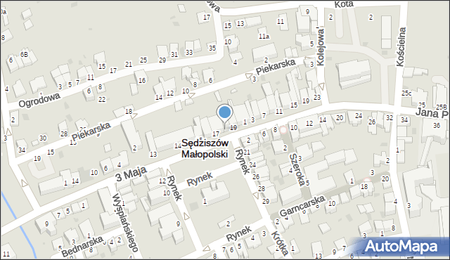 Sędziszów Małopolski, Rynek, 18, mapa Sędziszów Małopolski