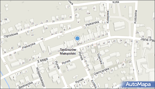 Sędziszów Małopolski, Rynek, 19, mapa Sędziszów Małopolski