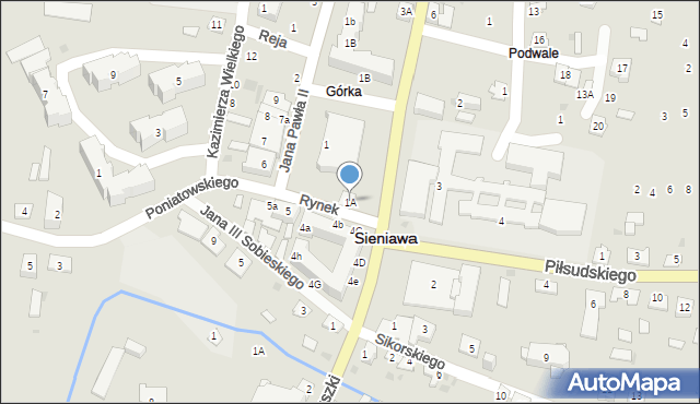 Sieniawa, Rynek, 1A, mapa Sieniawa