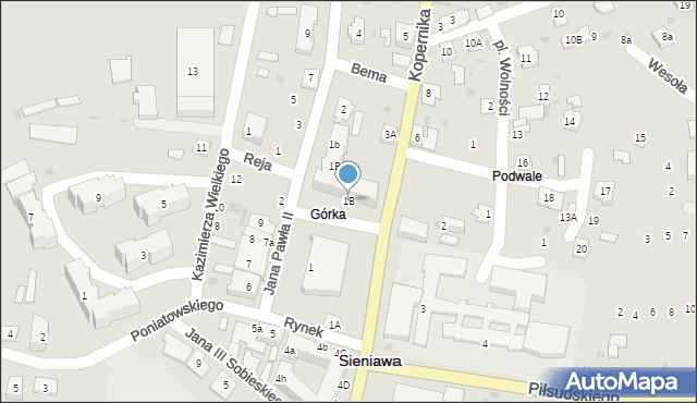 Sieniawa, Rynek, 1B, mapa Sieniawa