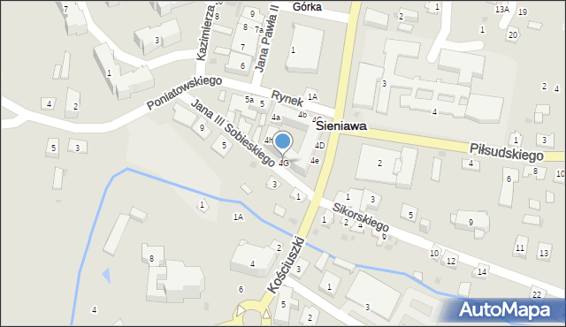 Sieniawa, Rynek, 4G, mapa Sieniawa