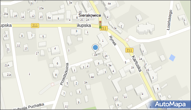 Sierakowice, Rynek, 1A, mapa Sierakowice