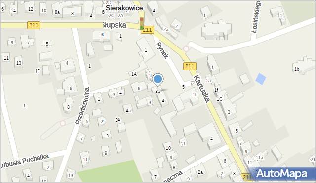 Sierakowice, Rynek, 3a, mapa Sierakowice