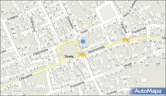 Skała, Rynek, 12, mapa Skała