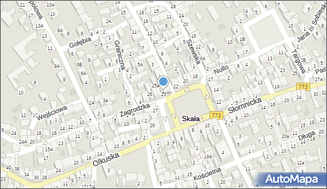 Skała, Rynek, 23, mapa Skała