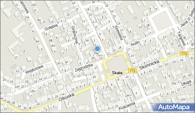 Skała, Rynek, 24, mapa Skała