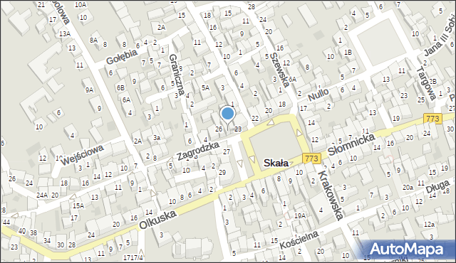 Skała, Rynek, 25, mapa Skała