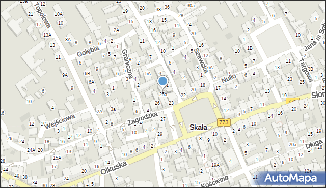 Skała, Rynek, 25a, mapa Skała