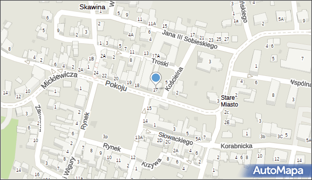 Skawina, Rynek, 17, mapa Skawina