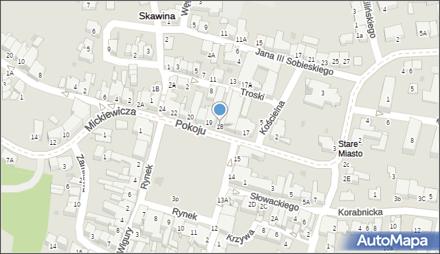 Skawina, Rynek, 18, mapa Skawina