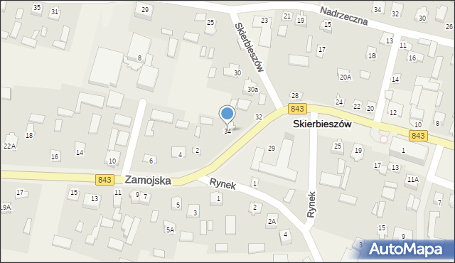 Skierbieszów, Rynek, 34, mapa Skierbieszów