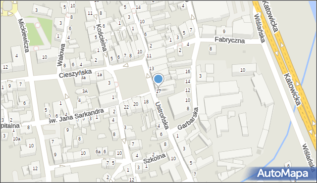 Skoczów, Rynek, 17, mapa Skoczów