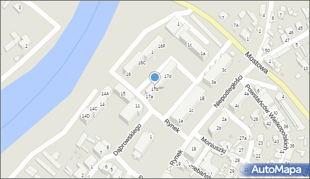 Skwierzyna, Rynek, 17b, mapa Skwierzyna