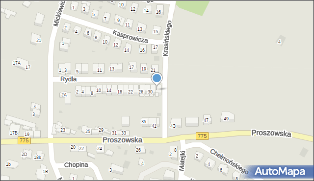 Słomniki, Rydla Lucjana, 32, mapa Słomniki