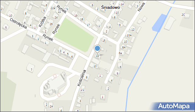 Śniadowo, Rynek, 12, mapa Śniadowo