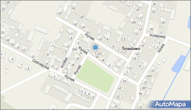 Śniadowo, Rynek, 20, mapa Śniadowo