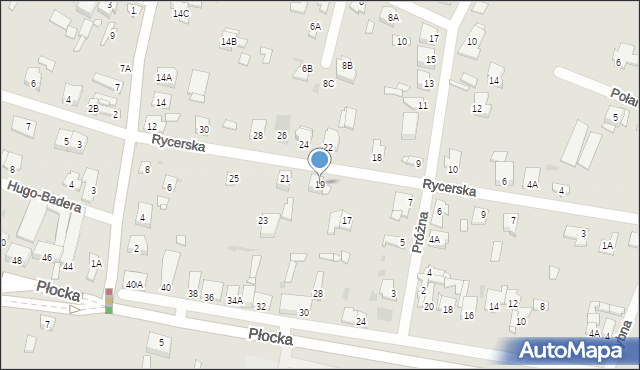 Sochaczew, Rycerska, 19, mapa Sochaczew